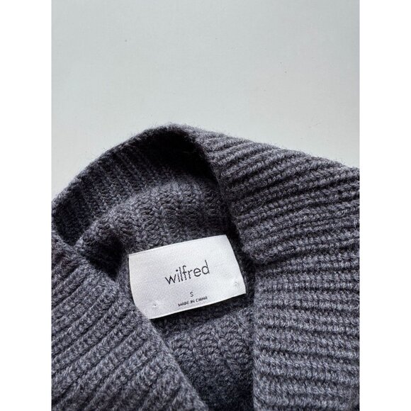 Aritzia WILFRED Montpellier Crop Coal Grey Wool Ribbed Mock Neck Sweater, Size S - Picture 8 of 15